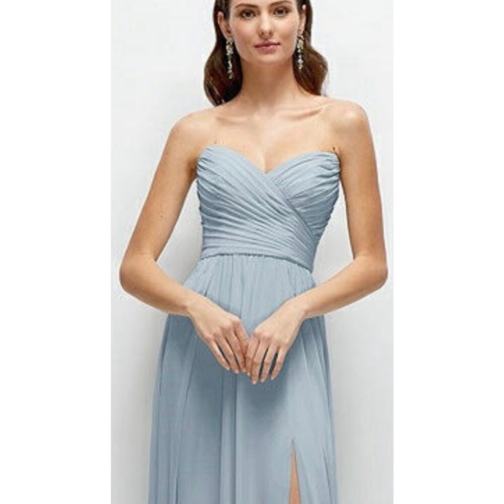 After Six Women's Size‎ 8 Strapless Long Dusty Blue Chiffon Dress